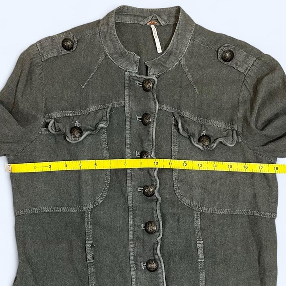 Free People XS Green Emilia Utility Military Blazer Jacket Urban Outfitters - Picture 7 of 15
